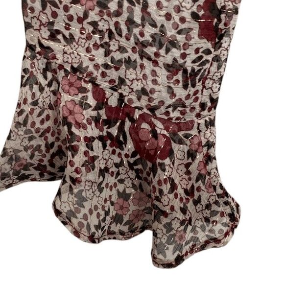 Shoshanna Ossia Silk Ruffled Blouse Gold Metallic Detail Floral Sheer Size Small - Picture 6 of 14